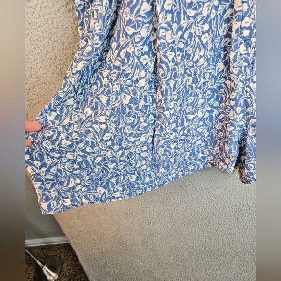 Chelsea 28 Womens Blue & White Floral Print Bailey Romper Sz 2XL Deep V-Neck - Picture 8 of 13